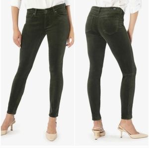 Kut from the Kloth Diana Skinny Corduroy Pants Olive Green Low-Rise Size 6